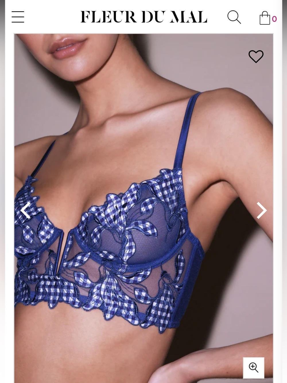 Fleur du Mal Navy Floral Embroidered Sheer Bra
